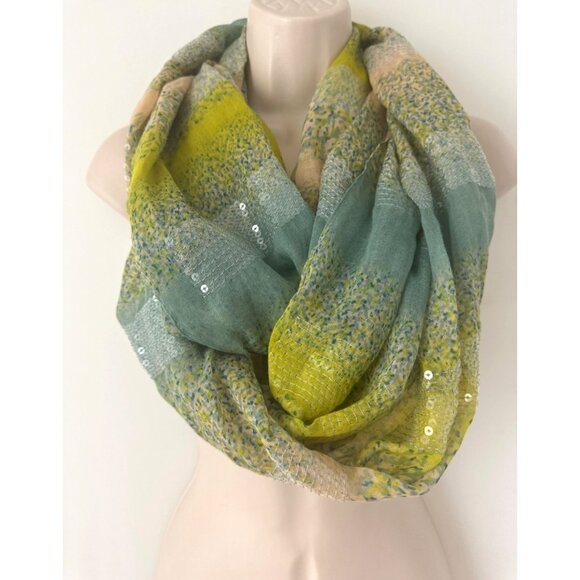 BCBGeneration Infinity Sequined Scarf Nordstrom Designer Mixed Print Cottagecore - Picture 3 of 7